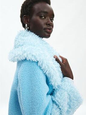 Kimchi Blue Light Blue Teddy Shearling Coat
